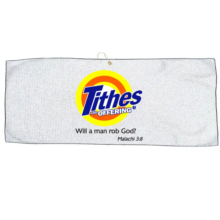 Funny Tithes And Offering Will A Man Rob God Large Microfiber Waffle Golf Towel