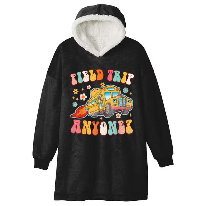 Field Trip Anyone Groovy School Bus Driver Hooded Wearable Blanket