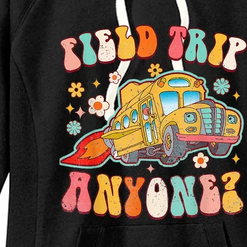 Field Trip Anyone Groovy School Bus Driver Women's Fleece Hoodie