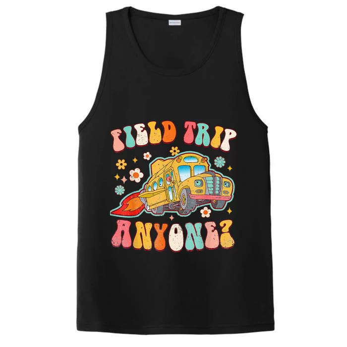 Field Trip Anyone Groovy School Bus Driver Performance Tank