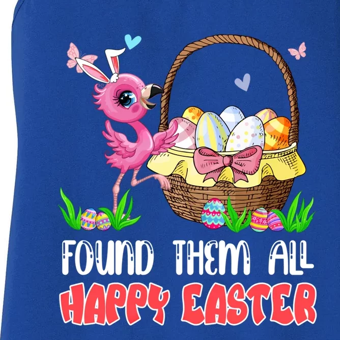 Found Them All Happy Easter Bunny Flamingo Hunting Eggs Gift Women's Racerback Tank