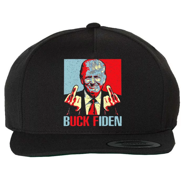 Funny Trump AntiBiden Trump Middle Finger Buck Fiden Wool Snapback Cap