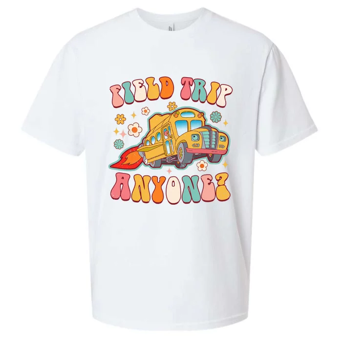 Field Trip Anyone Groovy School Bus Driver Yellow Bus Sueded Cloud Jersey T-Shirt