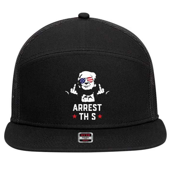 Funny Trump Arrest This Donald Trump Middle Finger President 7 Panel Mesh Trucker Snapback Hat