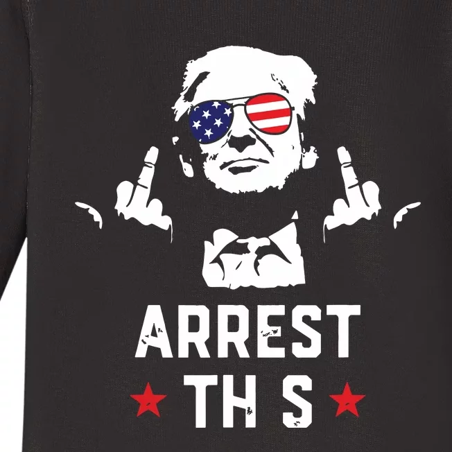 Funny Trump Arrest This Donald Trump Middle Finger President Baby Long Sleeve Bodysuit