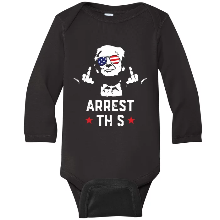 Funny Trump Arrest This Donald Trump Middle Finger President Baby Long Sleeve Bodysuit