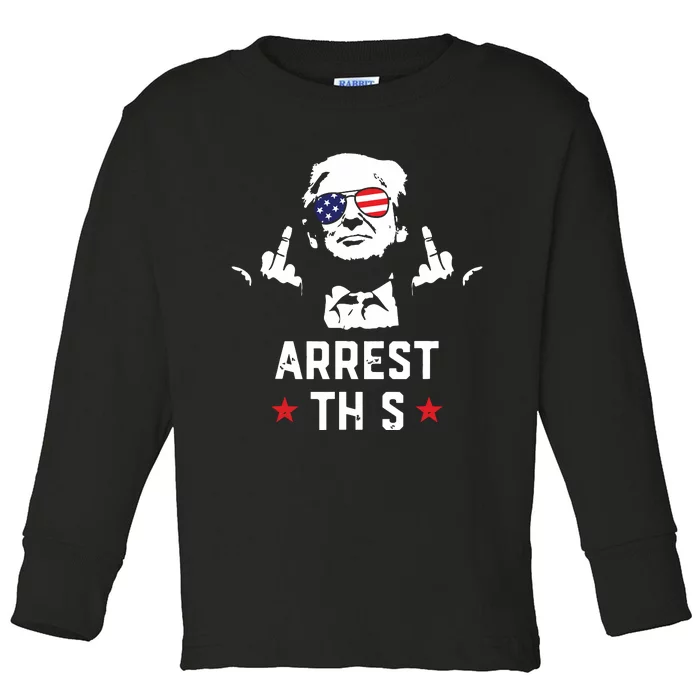 Funny Trump Arrest This Donald Trump Middle Finger President Toddler Long Sleeve Shirt