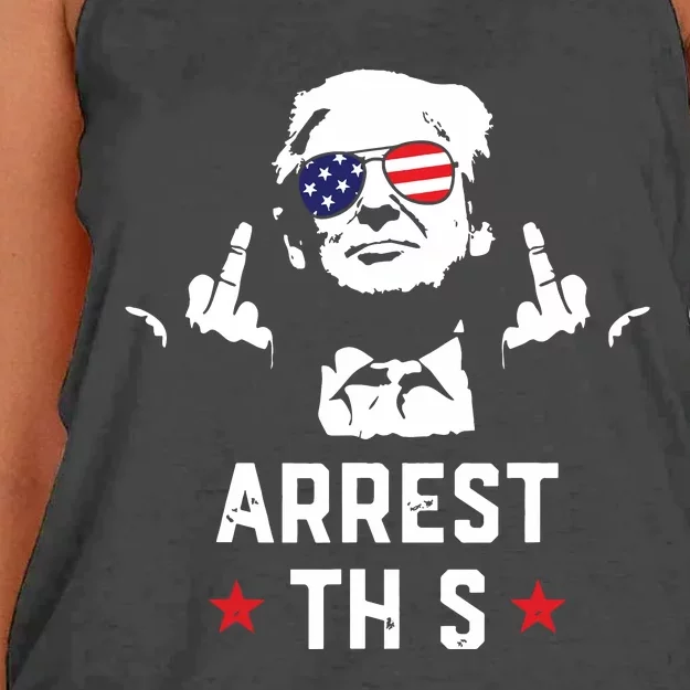 Funny Trump Arrest This Donald Trump Middle Finger President Women's Knotted Racerback Tank