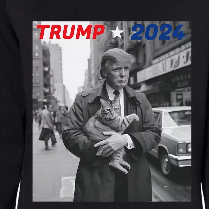 Funny Trump And Cat 2024 Funny Political Womens California Wash Sweatshirt