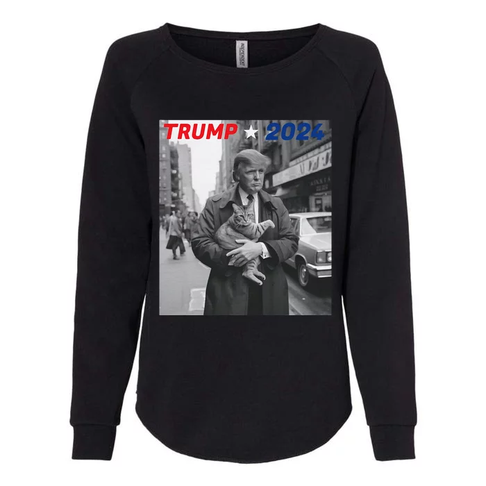 Funny Trump And Cat 2024 Funny Political Womens California Wash Sweatshirt