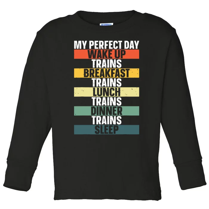 Funny Train Art For Railroad Vehicle Train Lover Toddler Long Sleeve Shirt