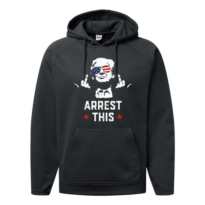 Funny Trump Arrest This Donald Trump Middle Finger President Performance Fleece Hoodie