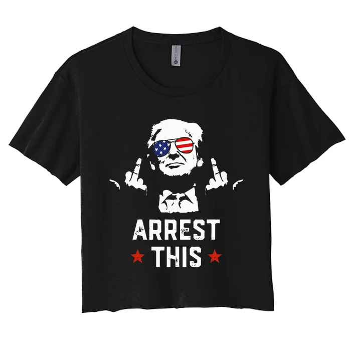 Funny Trump Arrest This Donald Trump Middle Finger President Women's Crop Top Tee