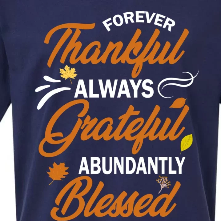 Forever Thankful Always Grateful Abundantly Blessed Gift Cute Gift Sueded Cloud Jersey T-Shirt