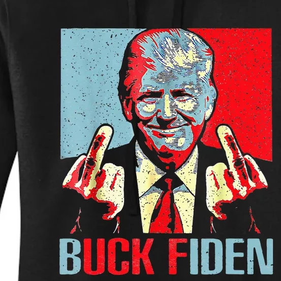 Funny Trump AntiBiden Trump Middle Finger Buck Fiden Women's Pullover Hoodie