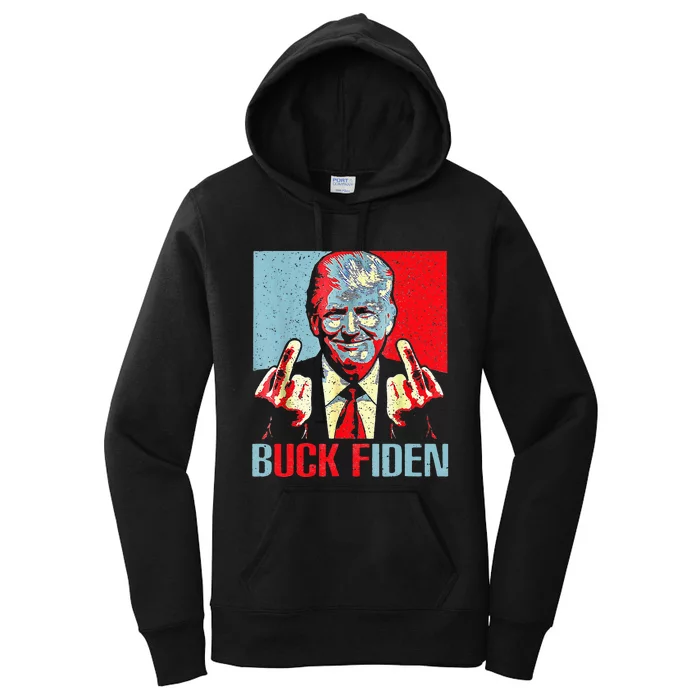 Funny Trump AntiBiden Trump Middle Finger Buck Fiden Women's Pullover Hoodie