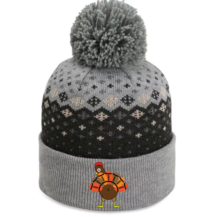 Funny Turkey And Football Thanksgiving Sport Lovers Funny Gift The Baniff Cuffed Pom Beanie