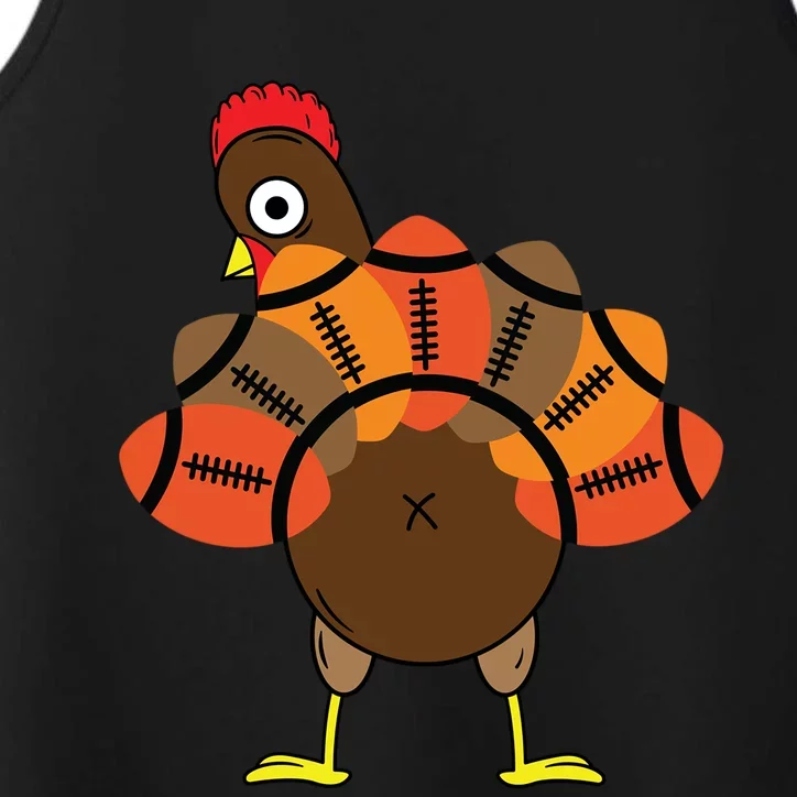 Funny Turkey And Football Thanksgiving Sport Lovers Funny Gift Performance Tank