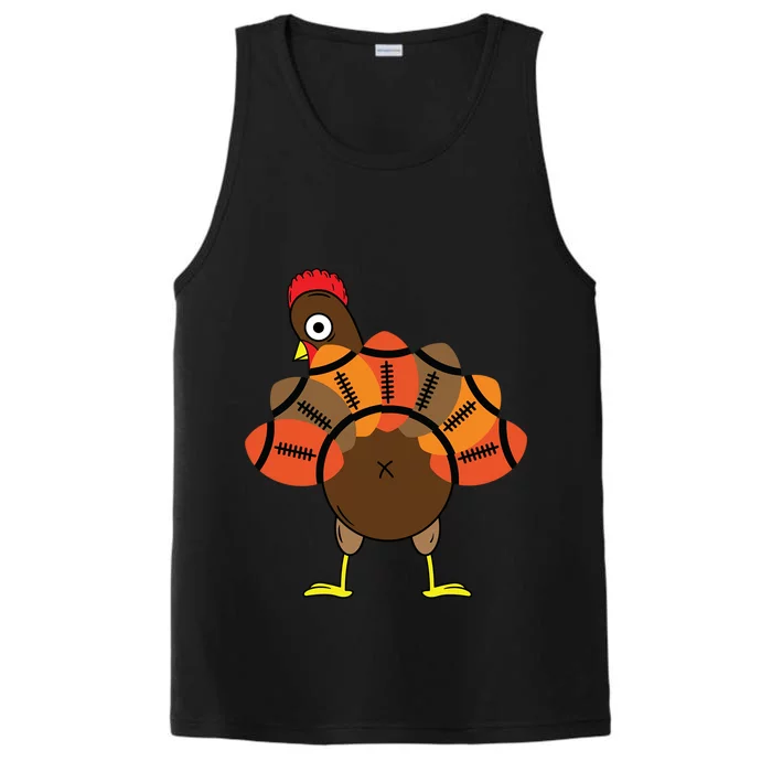 Funny Turkey And Football Thanksgiving Sport Lovers Funny Gift Performance Tank