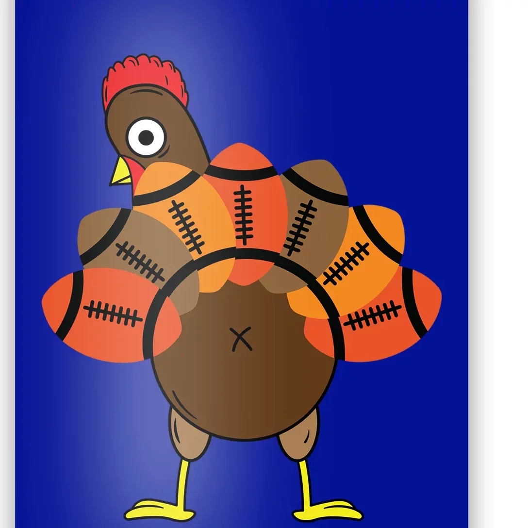 Funny Turkey And Football Thanksgiving Sport Lovers Funny Gift Poster