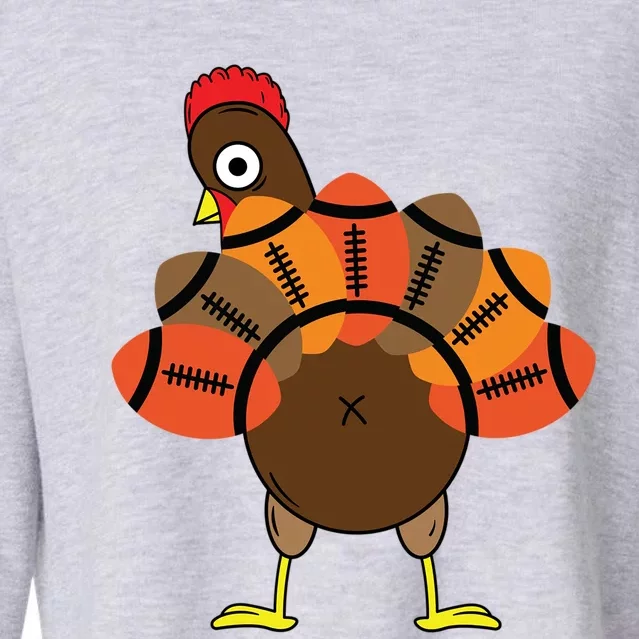 Funny Turkey And Football Thanksgiving Sport Lovers Funny Gift Cropped Pullover Crew