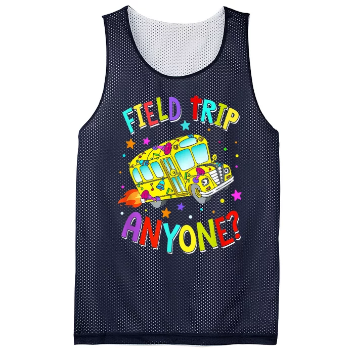 Field Trip Anyone Teacher Teaching School Bus Back To School Mesh Reversible Basketball Jersey Tank