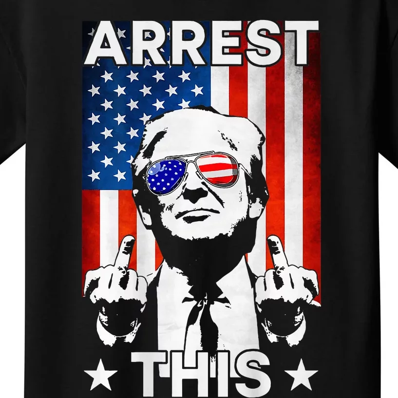 Funny Trump Arrest This American Flag Trump 2024 Kids T-Shirt