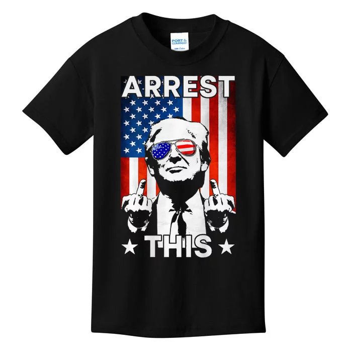 Funny Trump Arrest This American Flag Trump 2024 Kids T-Shirt