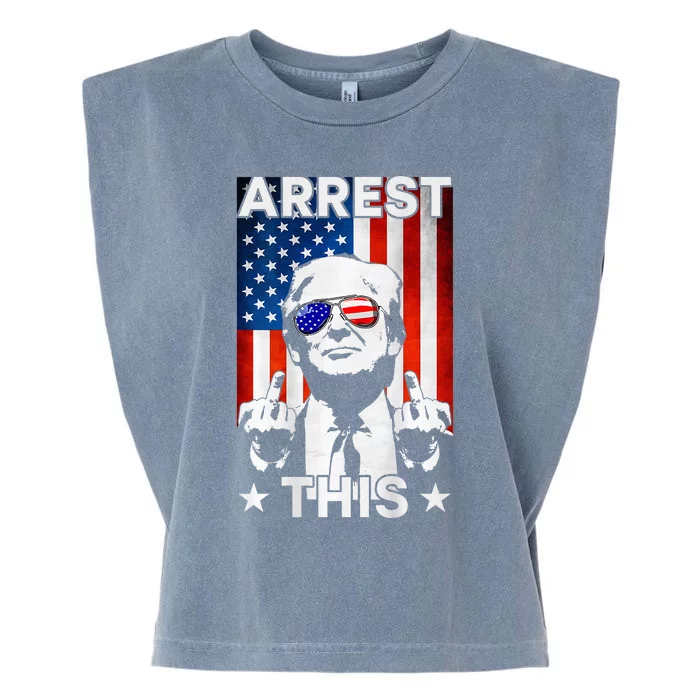 Funny Trump Arrest This American Flag Trump 2024 Garment-Dyed Women's Muscle Tee