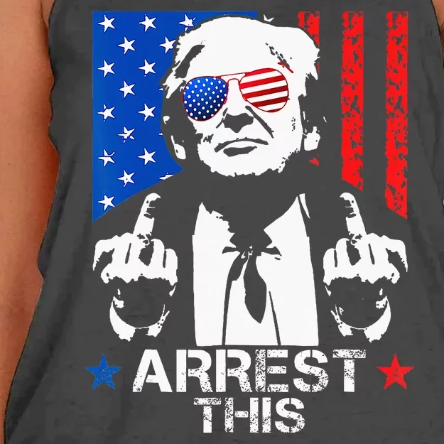 Funny Trump Arrest This Donald Trump Middle Finger President Women's Knotted Racerback Tank