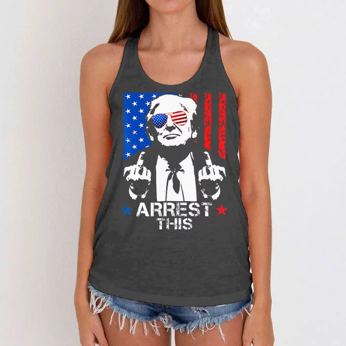 Funny Trump Arrest This Donald Trump Middle Finger President Women's Knotted Racerback Tank