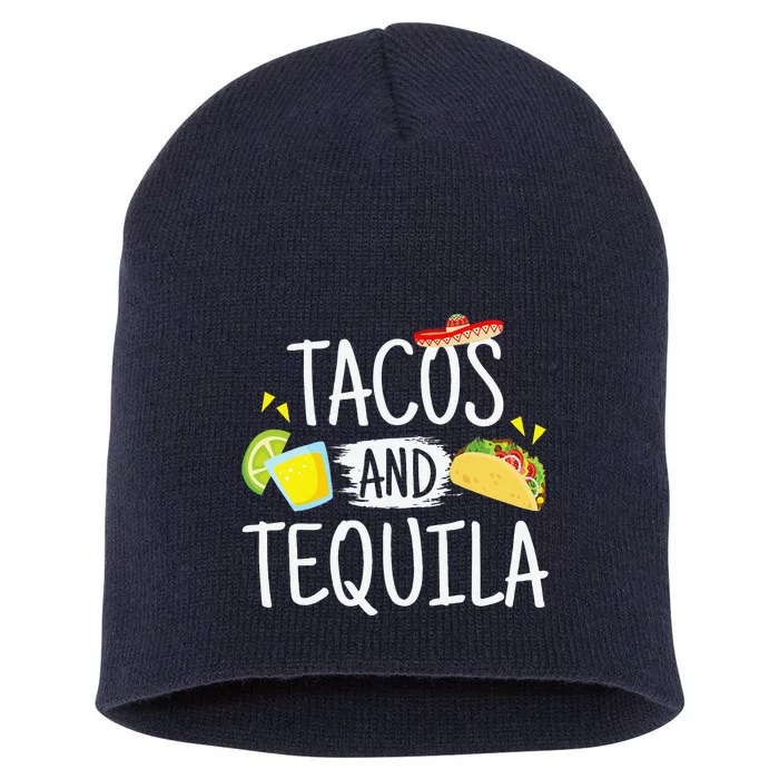 Funny Tacos And Tequila Mexican Sombrero Tee Gift Short Acrylic Beanie