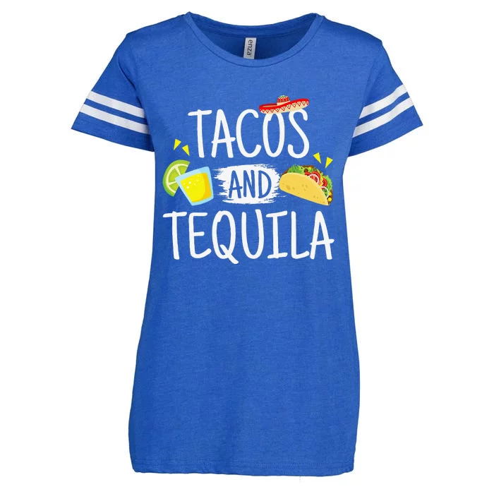 Funny Tacos And Tequila Mexican Sombrero Tee Gift Enza Ladies Jersey Football T-Shirt