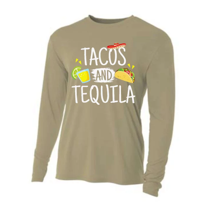 Funny Tacos And Tequila Mexican Sombrero Tee Gift Cooling Performance Long Sleeve Crew