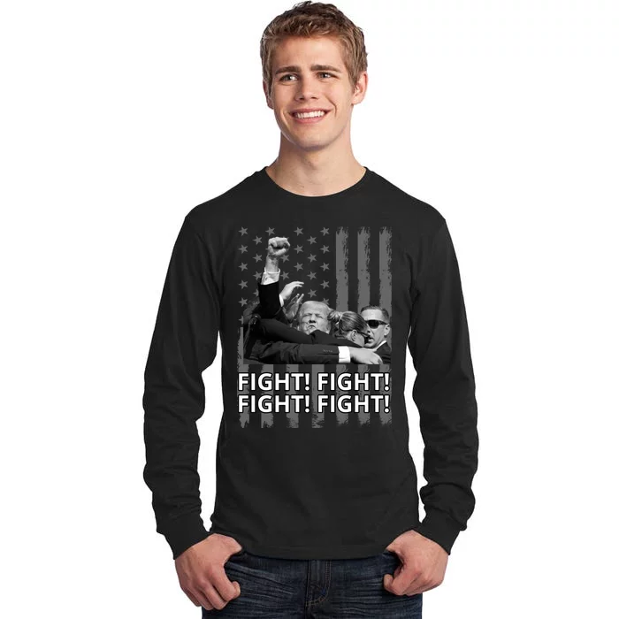 Fight Trump American Flag Rally Shooting Pennsylvania Tall Long Sleeve T-Shirt