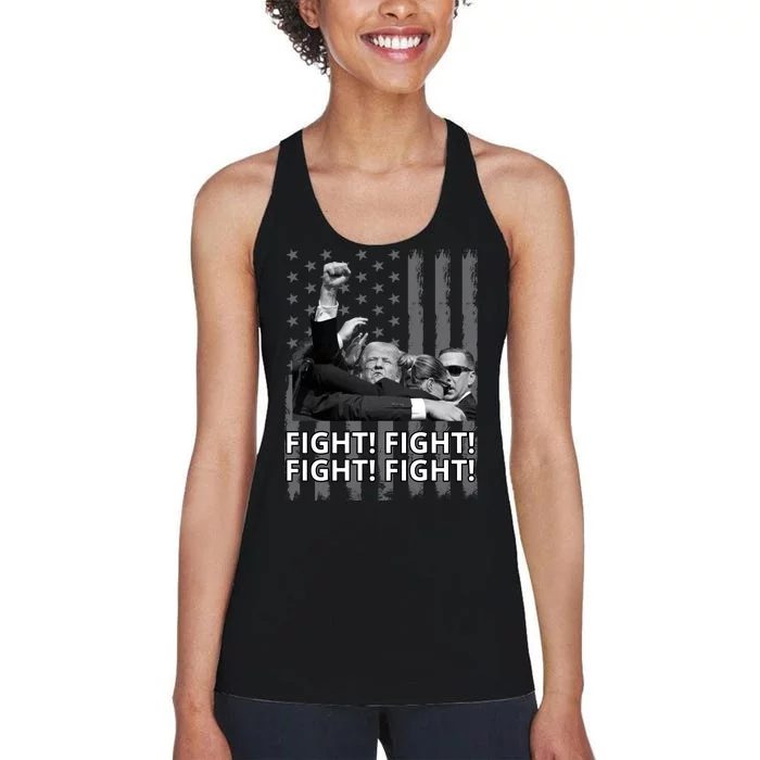 Fight Trump American Flag Rally Shooting Pennsylvania Women's Racerback Tank