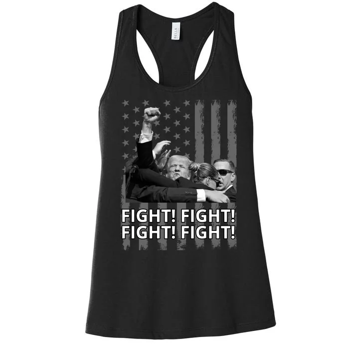 Fight Trump American Flag Rally Shooting Pennsylvania Women's Racerback Tank