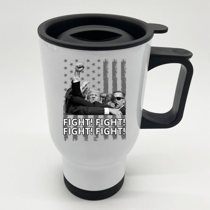 Fight Trump American Flag Rally Shooting Pennsylvania Front & Back Stainless Steel Travel Mug