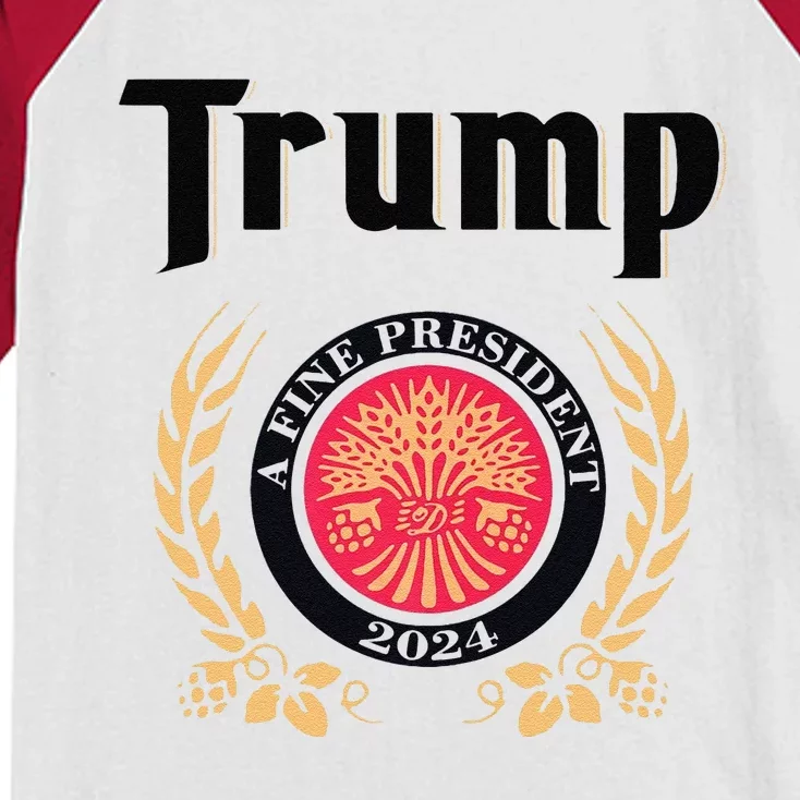 Funny Trump A Fine President 2024 Gift Kids Colorblock Raglan Jersey