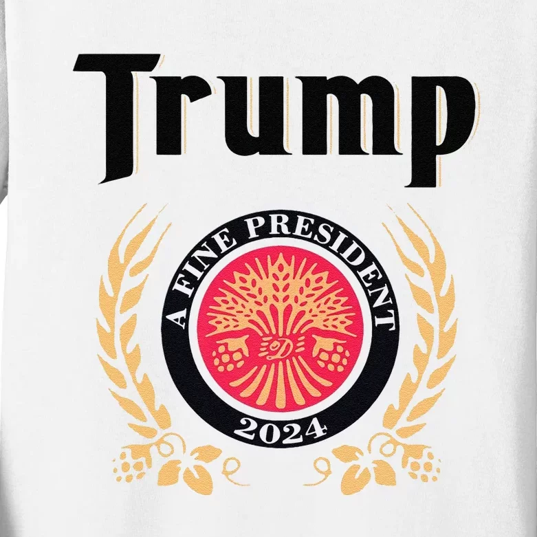 Funny Trump A Fine President 2024 Gift Kids Long Sleeve Shirt