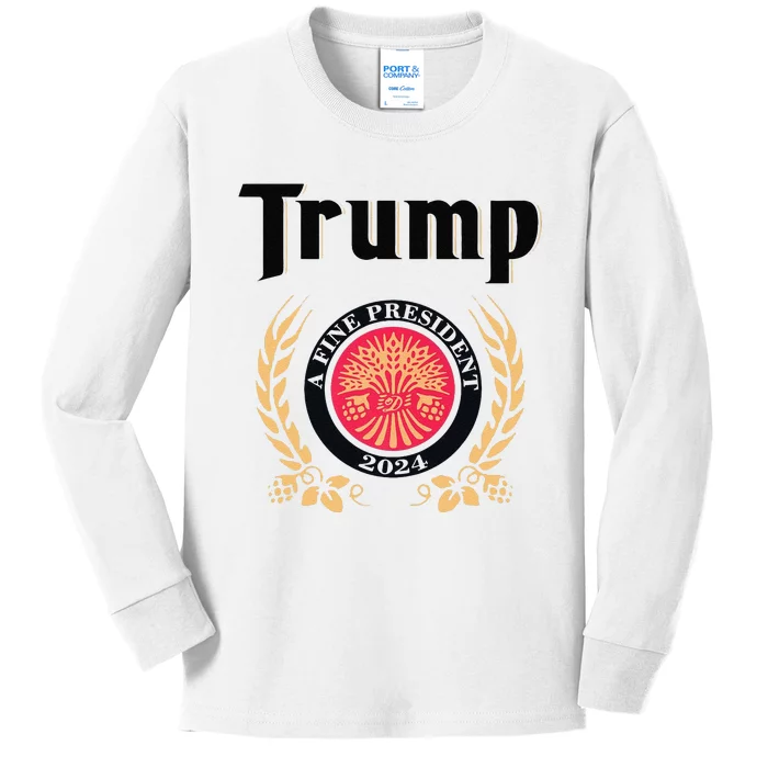 Funny Trump A Fine President 2024 Gift Kids Long Sleeve Shirt