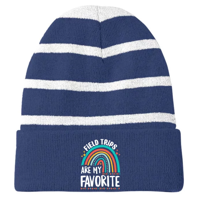 Field Trips Are My Favorite Cool Rainbow Field Trip School Striped Beanie with Solid Band