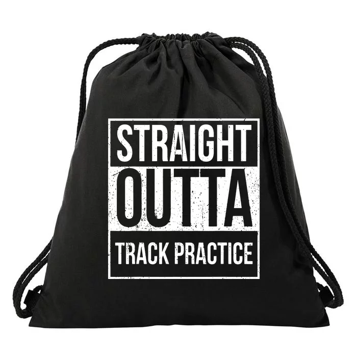 Funny Track And Field Design Straight Outta Track Practice Drawstring Bag