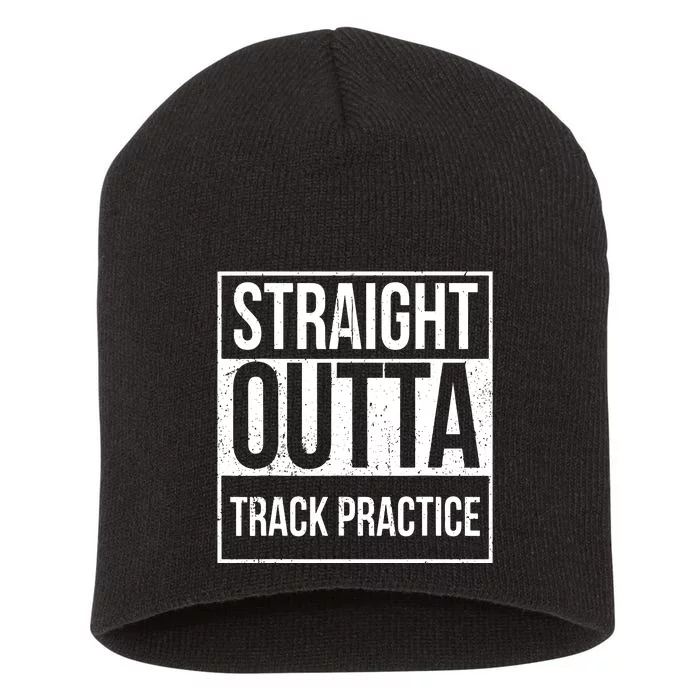 Funny Track And Field Design Straight Outta Track Practice Short Acrylic Beanie