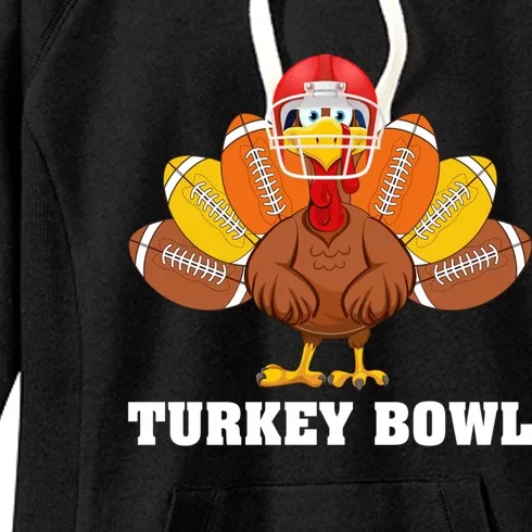 Funny Turkey American Football Bowl Thanksgiving Women's Fleece Hoodie