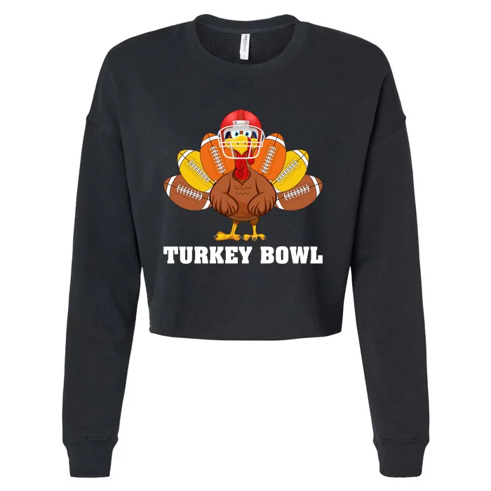 Funny Turkey American Football Bowl Thanksgiving Cropped Pullover Crew