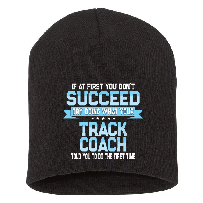 Fun Track And Field Coach Gift Funny Track Saying Short Acrylic Beanie