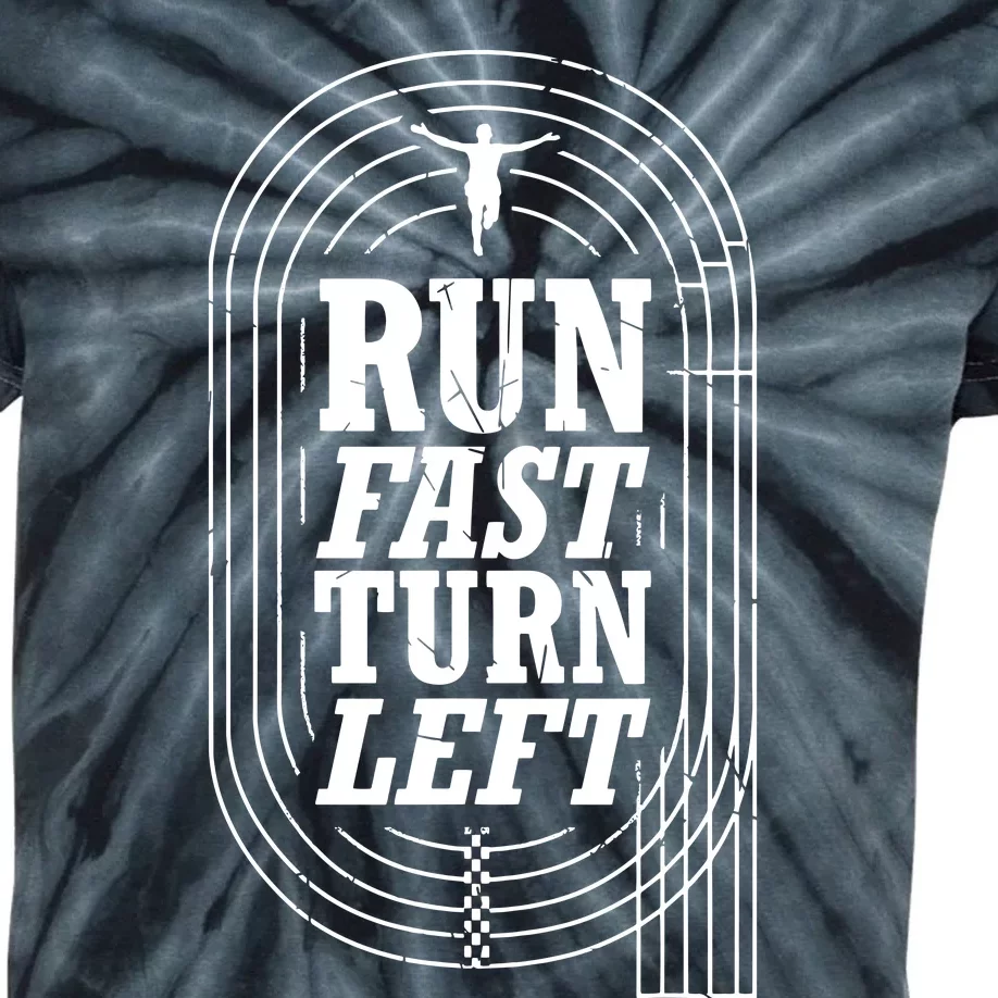 Funny Track And Field Design Run Fast Turn Left Kids Tie-Dye T-Shirt