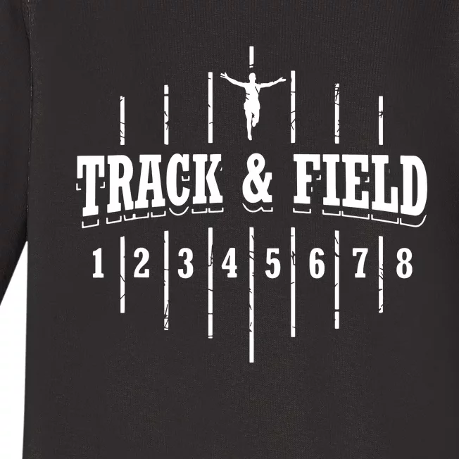 Funny Track And Field Design Runner Numbers Baby Long Sleeve Bodysuit