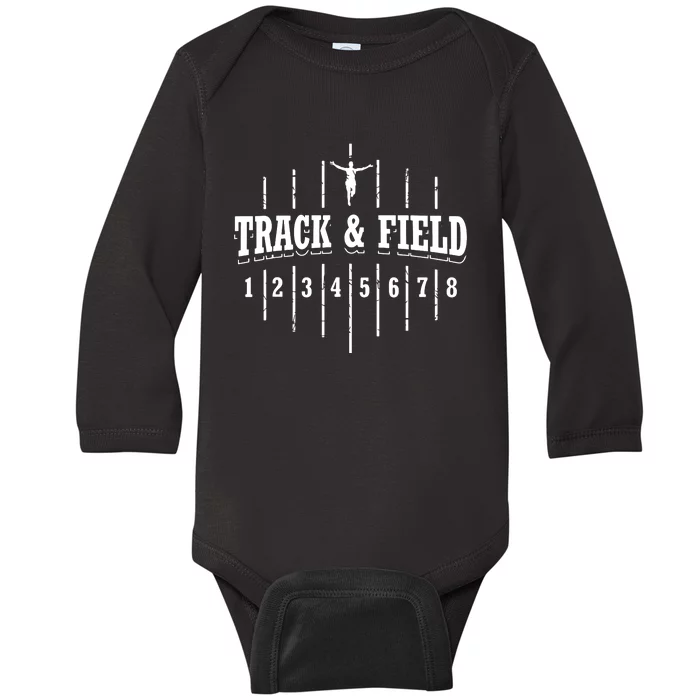 Funny Track And Field Design Runner Numbers Baby Long Sleeve Bodysuit